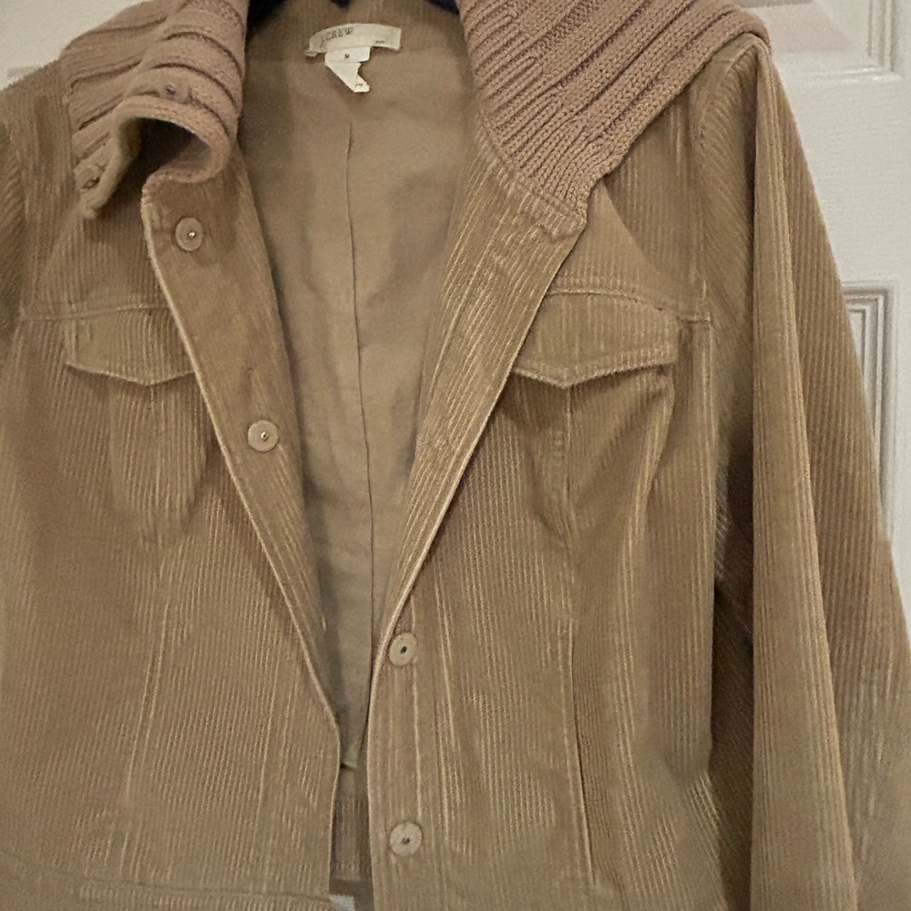 Jcrew Tan Corduroy Jacket with Knit Collar